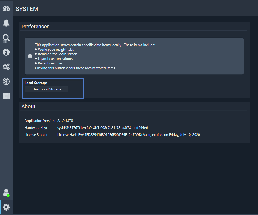 Clearing the local storage.